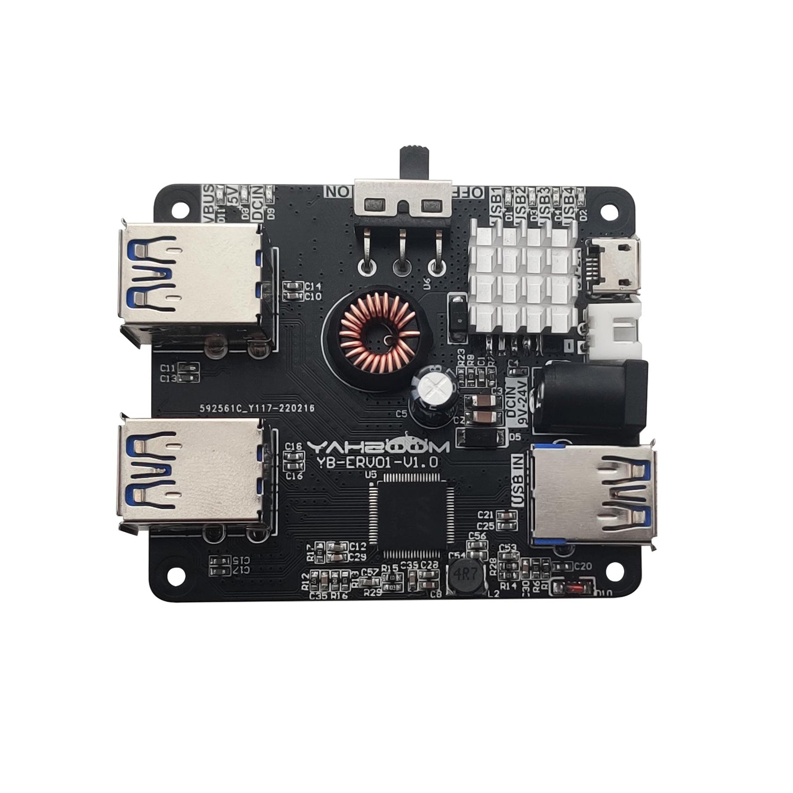 USB.0 허브 확장 보드 1 ~ 4는 Raspberry Pi Jetson 로봇용 5A 전류 9-24V 전원 지원